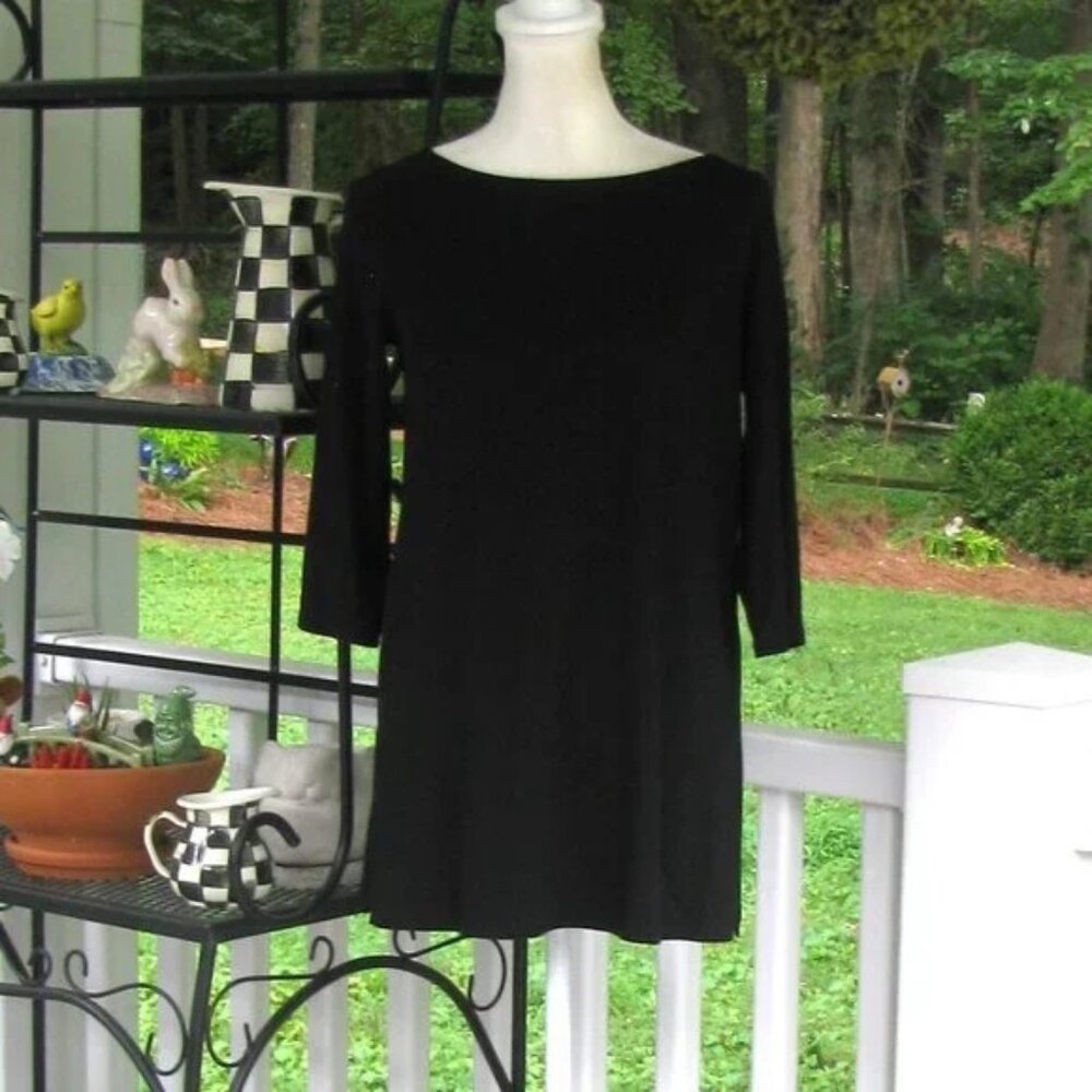 Eileen Fisher black 3/4 Sleeve top shirt blouse XS pullover luxury style